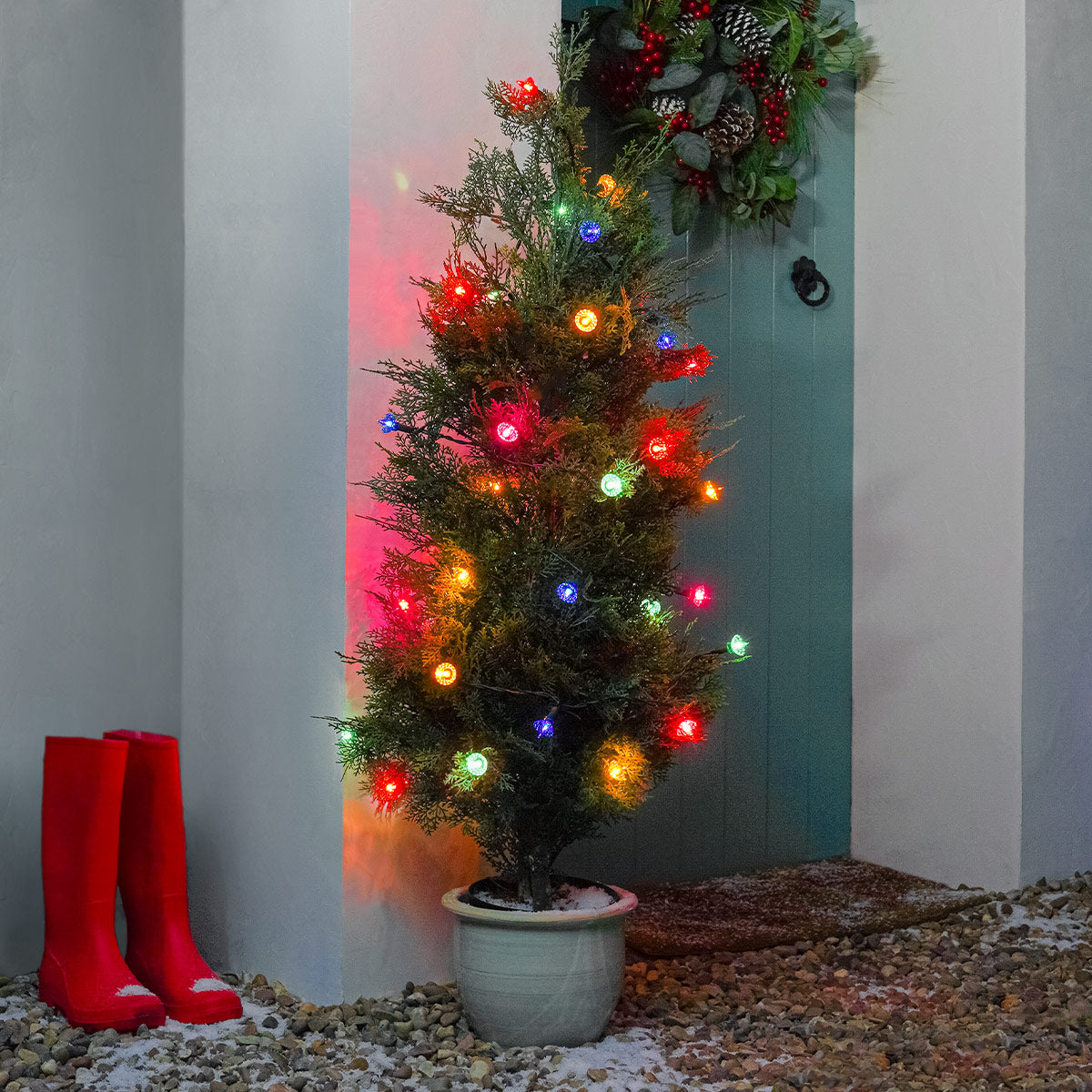 2.4m Traditional Pickwick Multi Coloured LED Outdoor Battery Christmas Fairy Lights