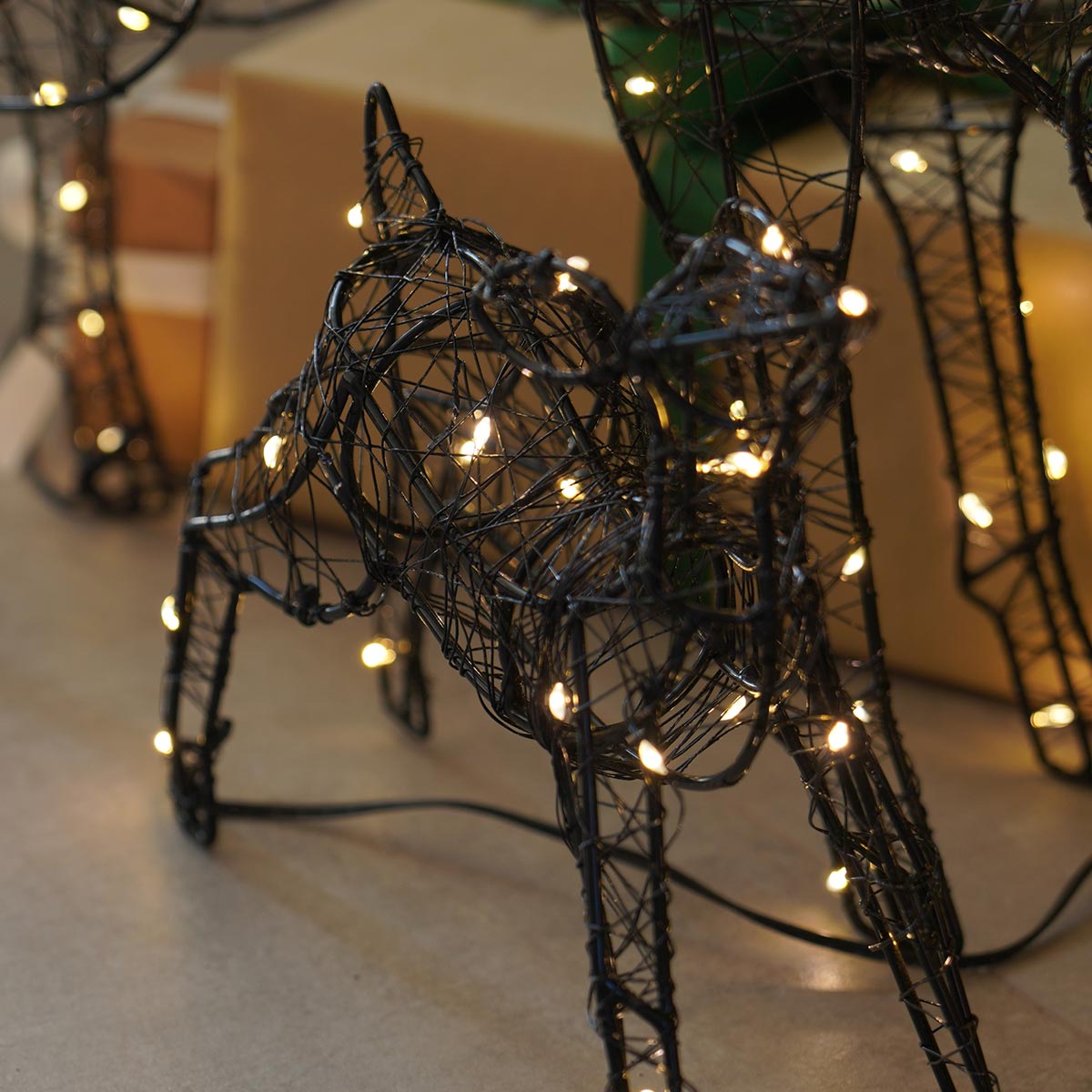 Black Frame Outdoor Light up Reindeer Doe & Fawn
