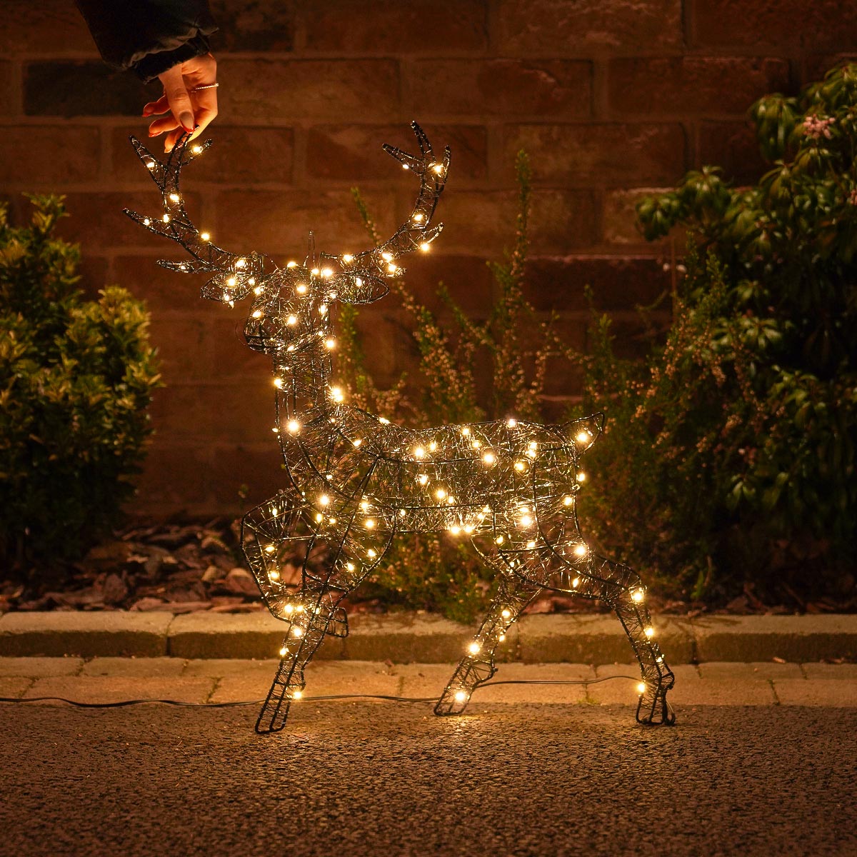 52cm Black Frame Stag Outdoor Light up Reindeer