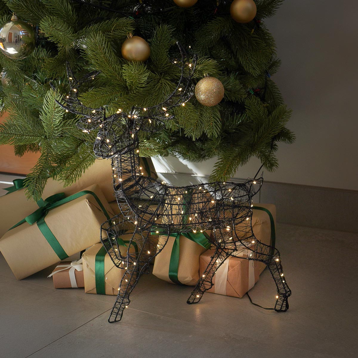 52cm Black Frame Stag Outdoor Light up Reindeer