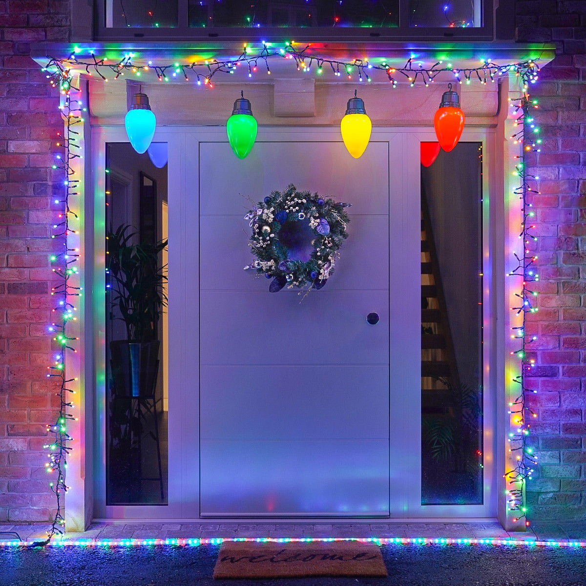 4 Large Cone Battery Outdoor Hanging Christmas Light