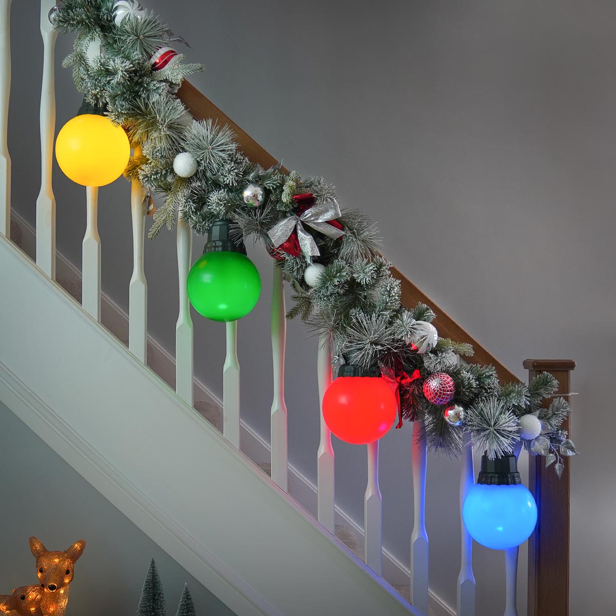 4 Large Bauble Battery Outdoor Christmas Hanging Light