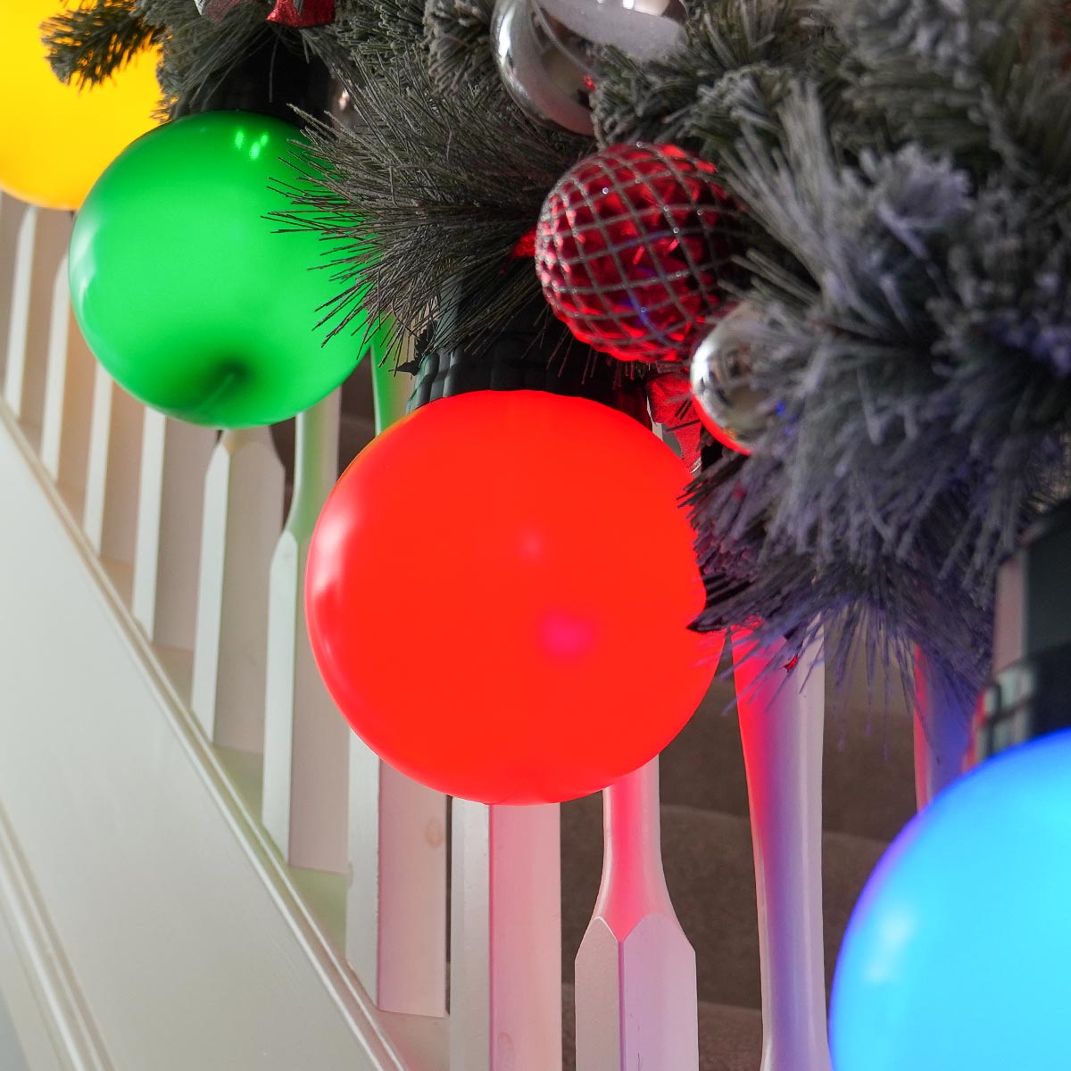 4 Large Bauble Battery Outdoor Christmas Hanging Light