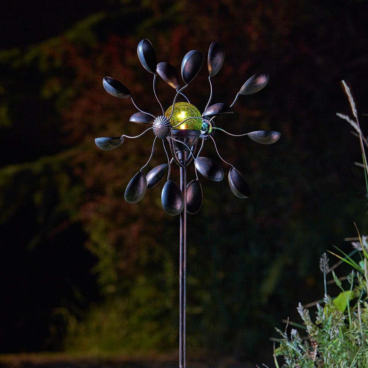Solar Gemini Wind Spinner Stake Light