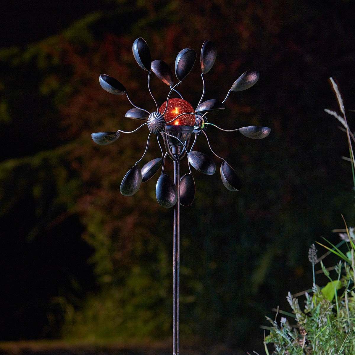 Solar Gemini Wind Spinner Stake Light