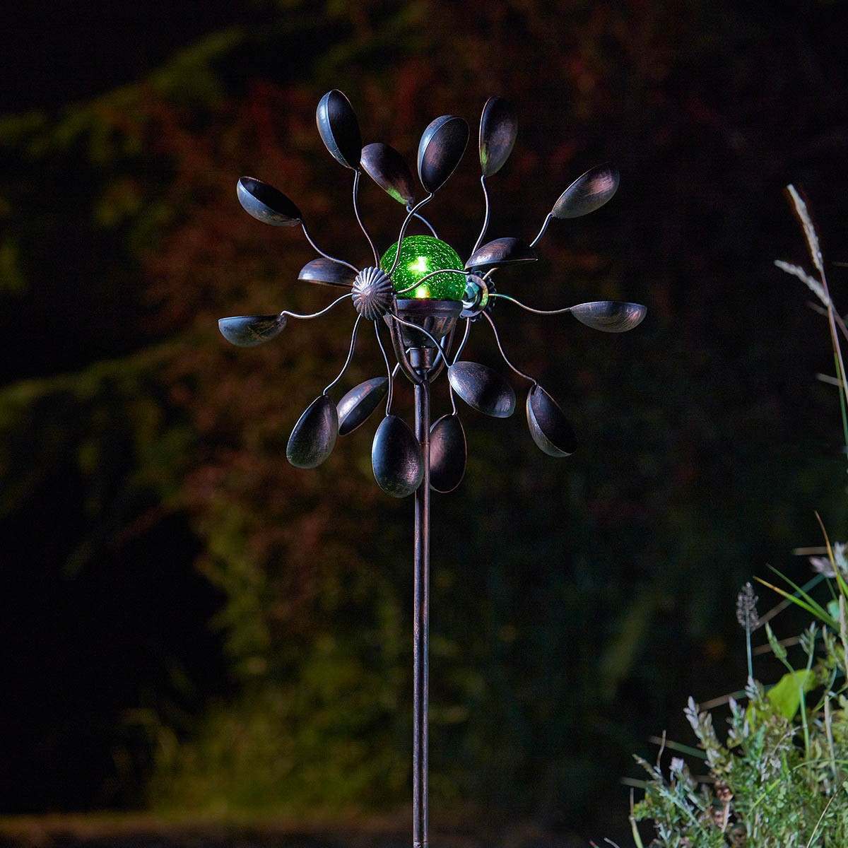 Solar Gemini Wind Spinner Stake Light