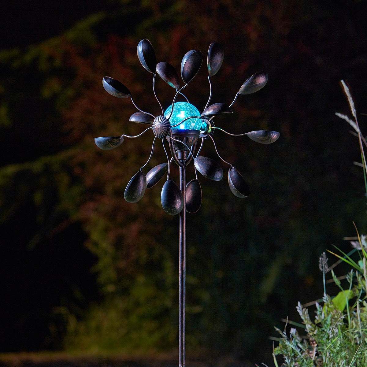 Solar Gemini Wind Spinner Stake Light