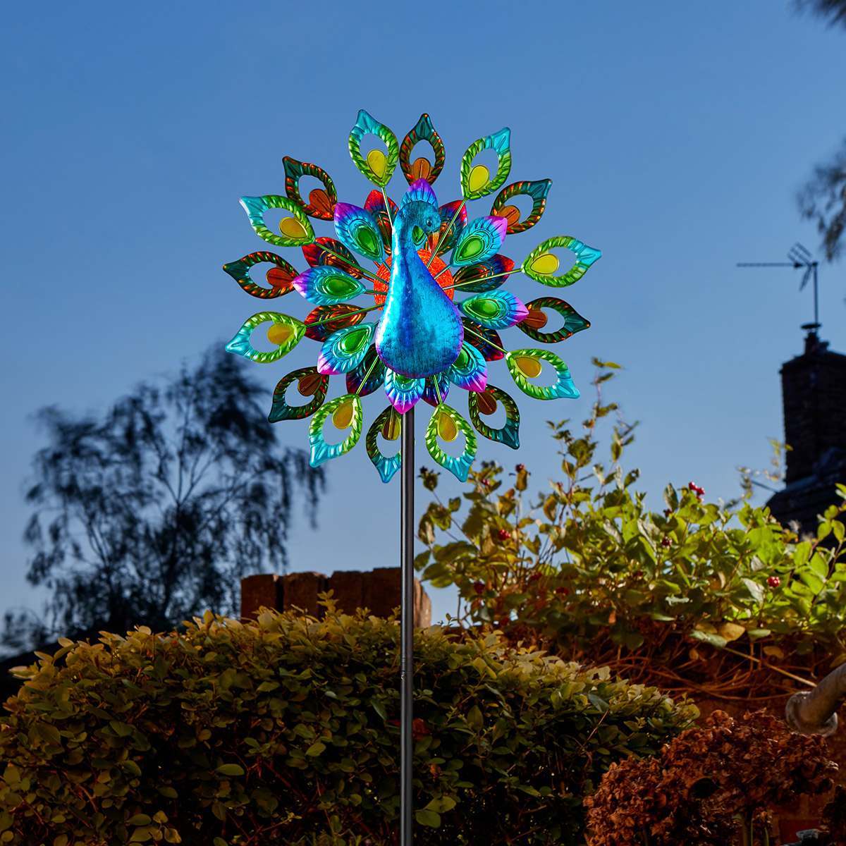 Peacock Solar Wind Spinner Stake Light 1.3m