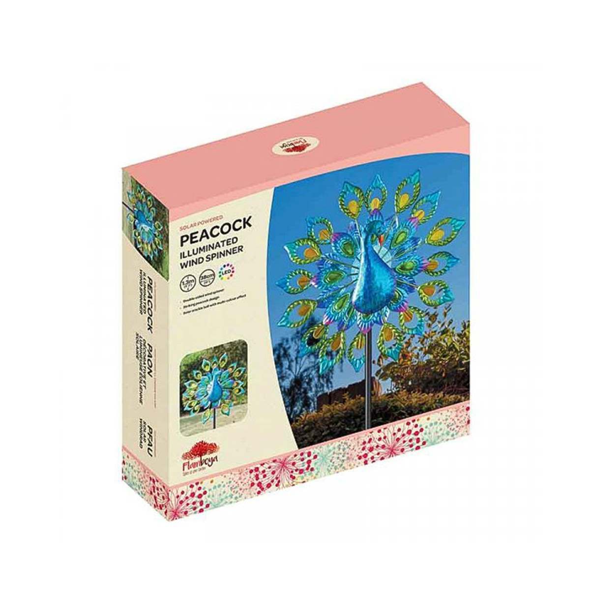 Peacock Solar Wind Spinner Stake Light 1.3m