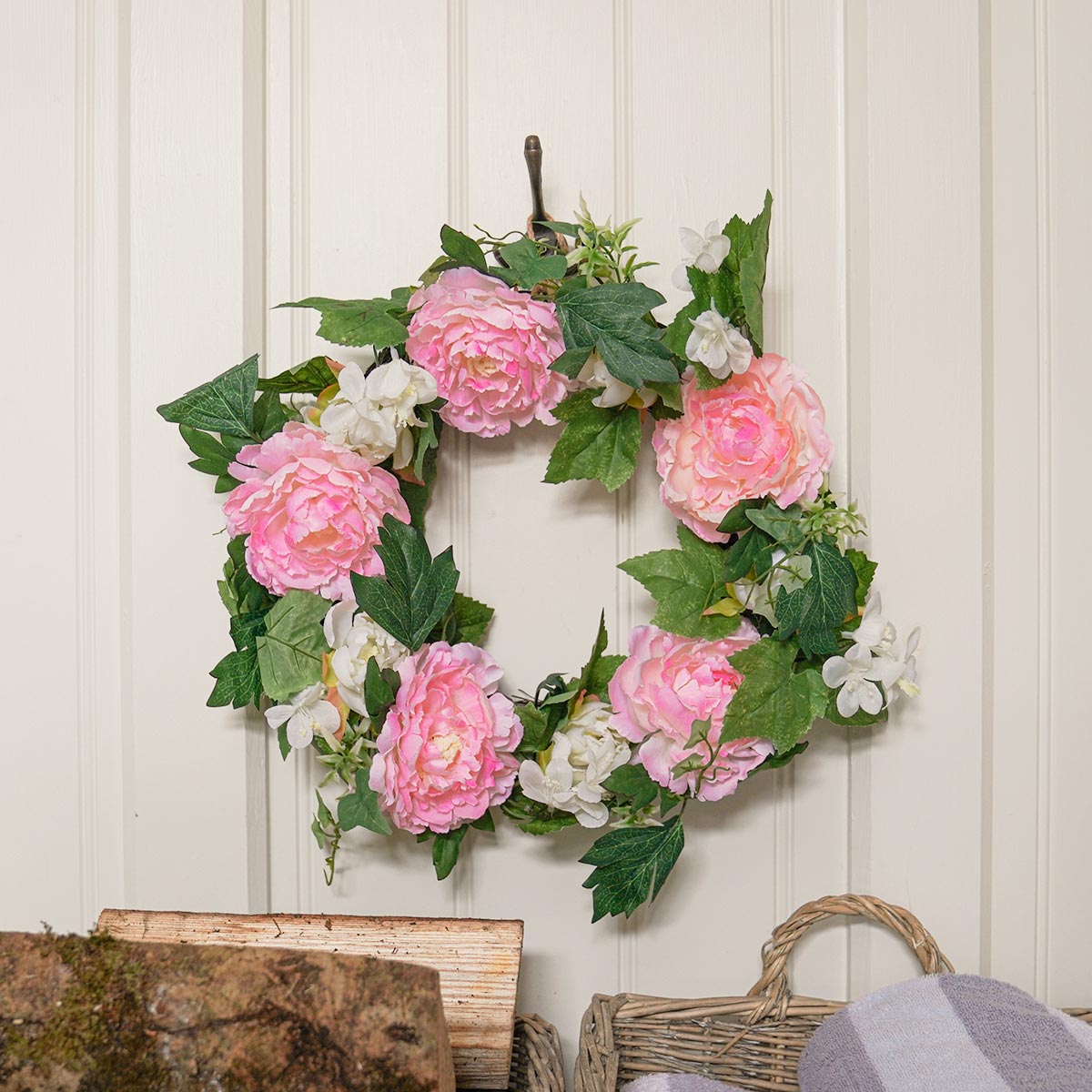 40cm Peony Whirl Spring Wreath
