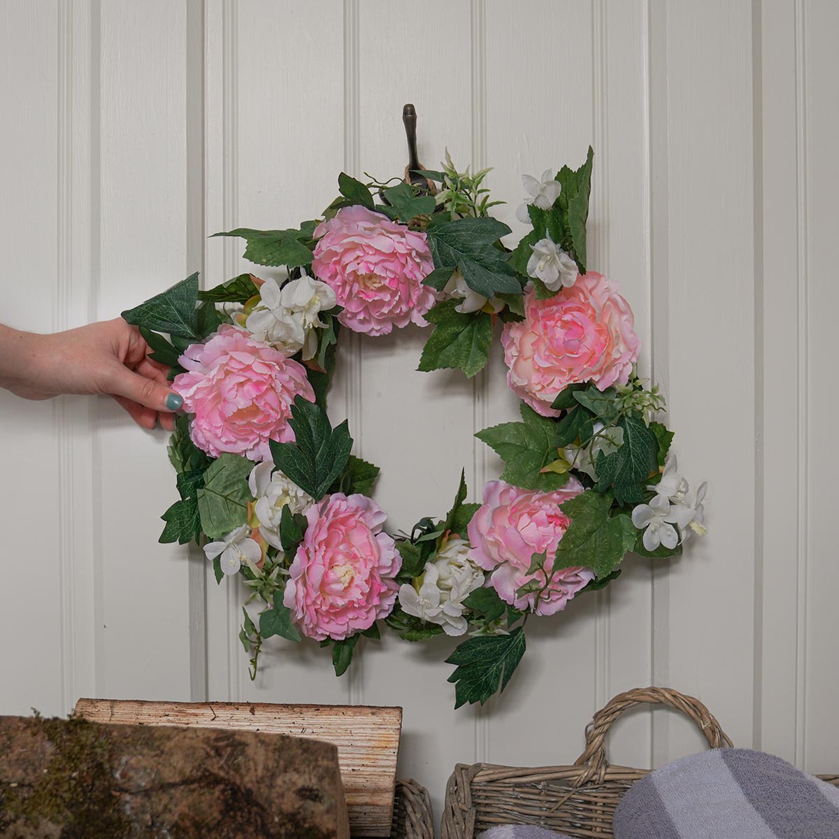 40cm Peony Whirl Spring Wreath