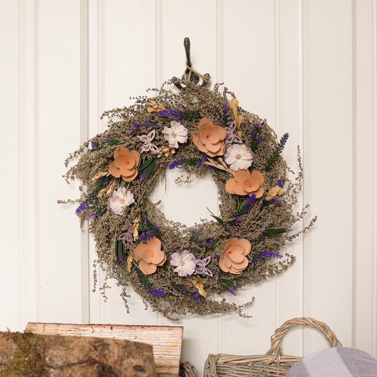 33cm Viola Whirl Spring Wreath