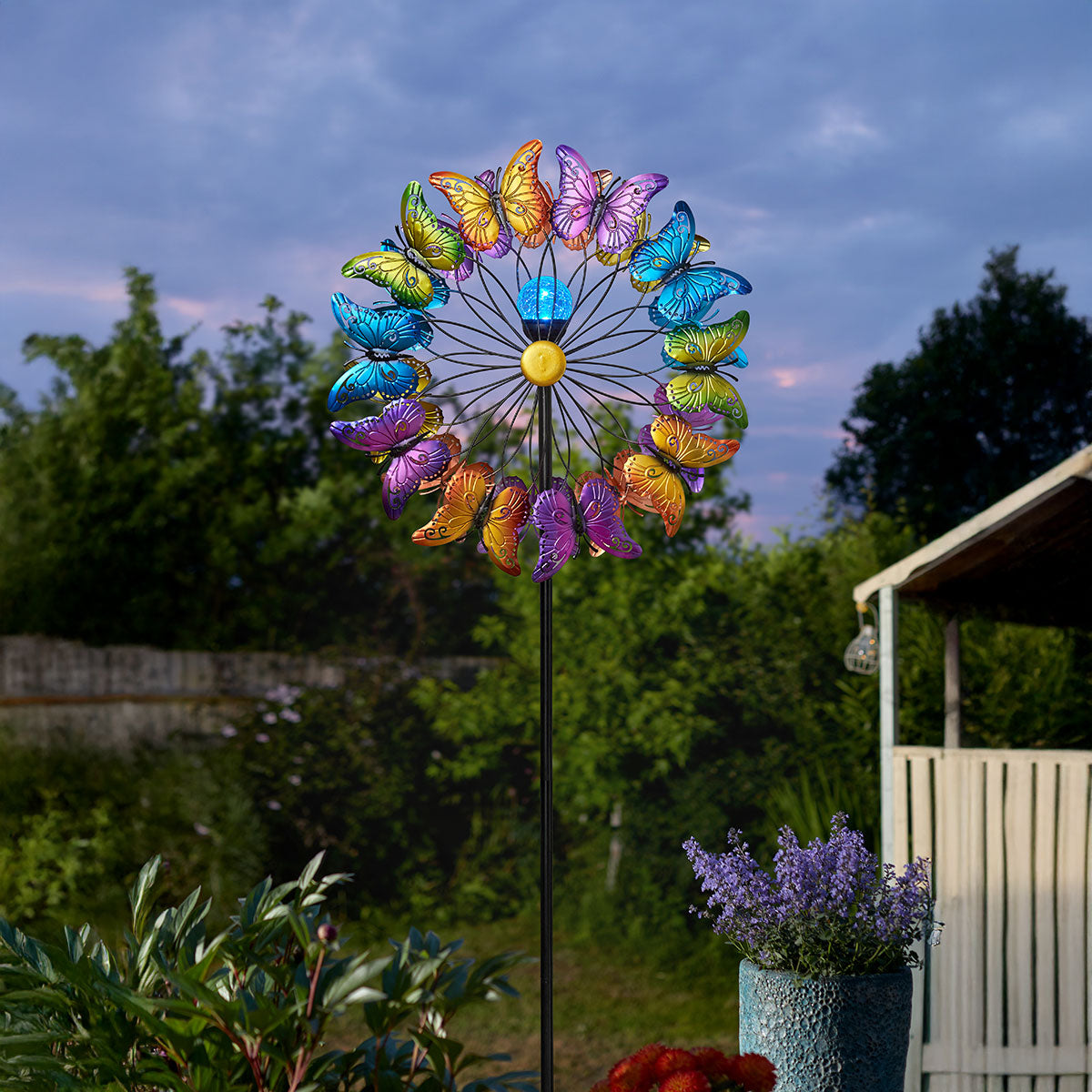 Butterfly Solar Wind Spinner Stake Light 2.1m