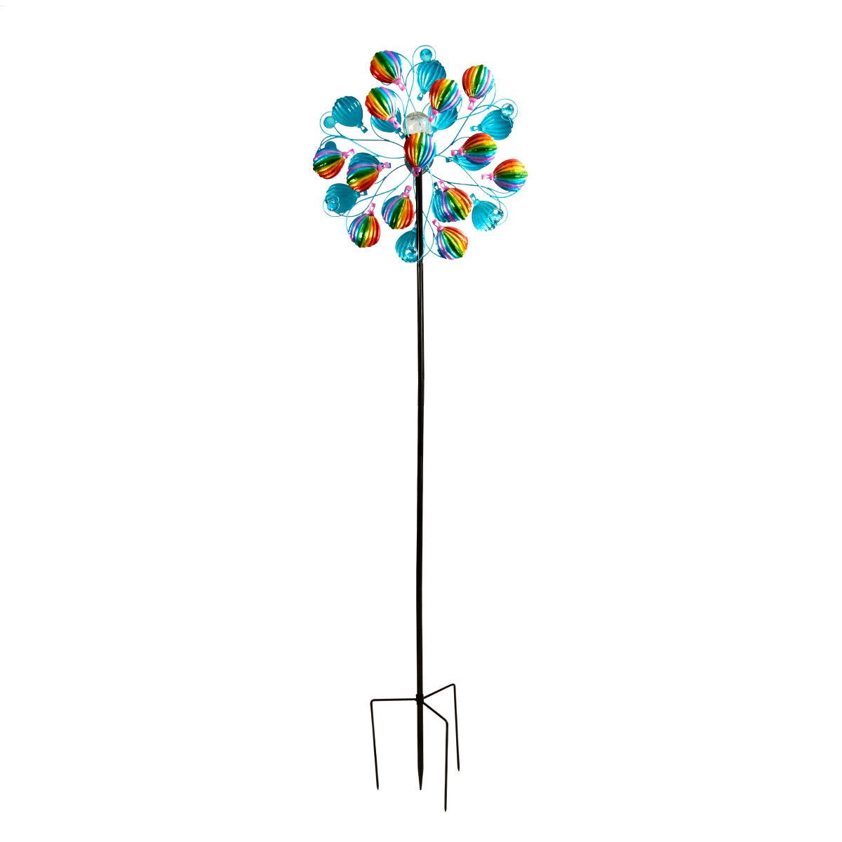 Rainbow Hot Air Balloon Solar Wind Spinner Stake Light 2.1m