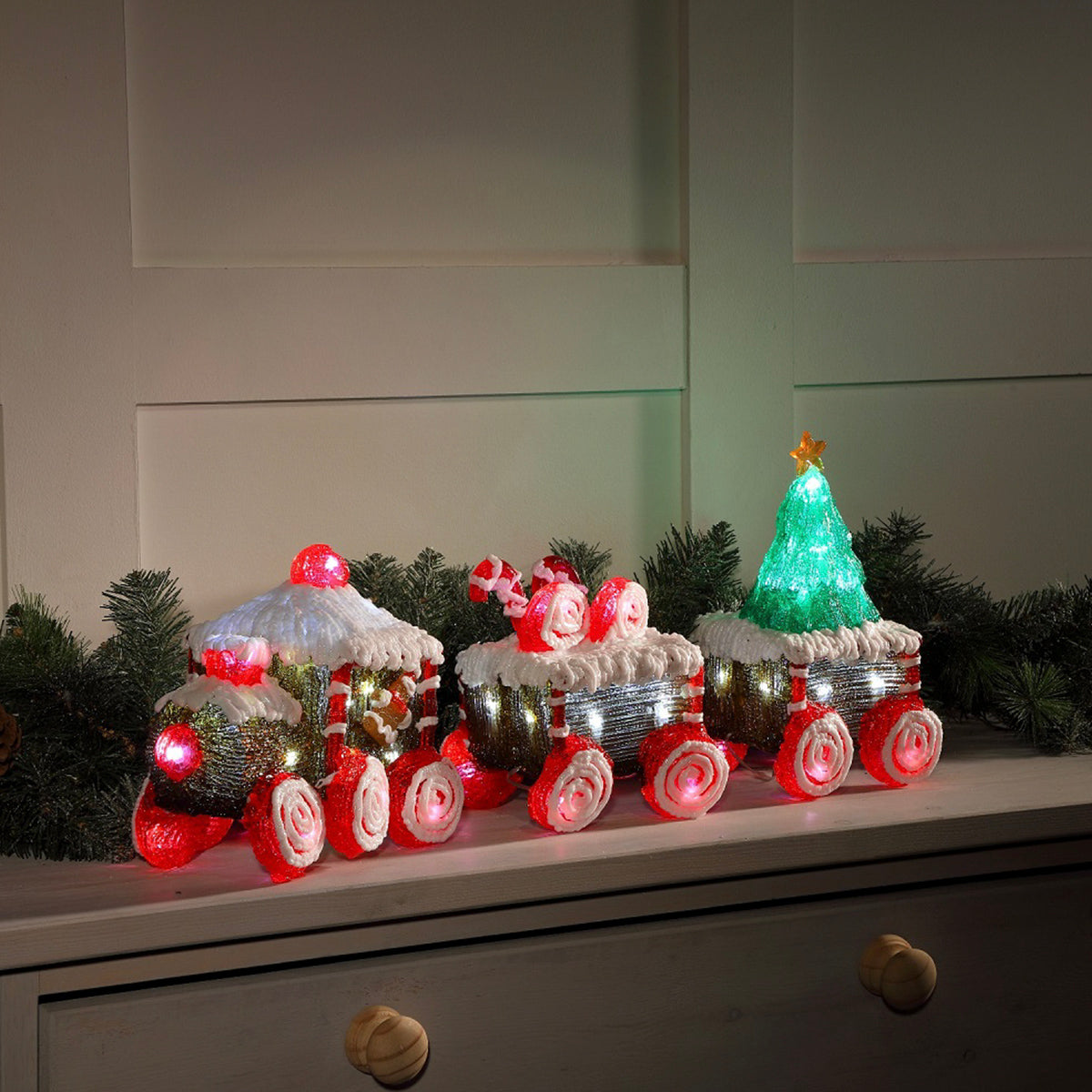 60cm Acrylic Train and Carriage Christmas Figure