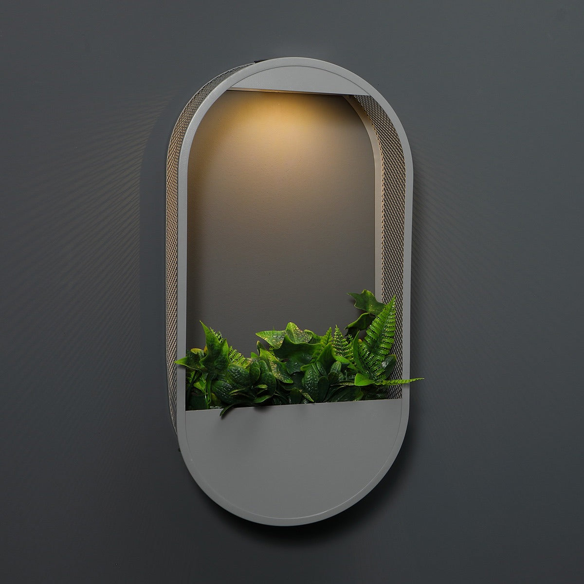 LED Solar Wall Planter Grey 50cm