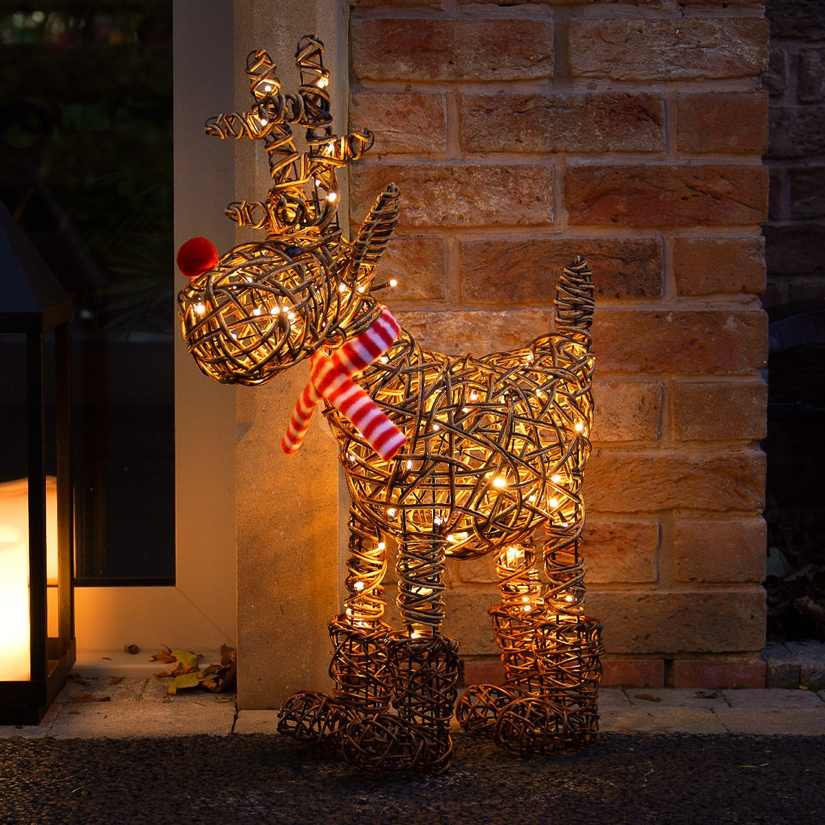 63cm Brown Wicker Rudolph Outdoor Christmas Figure