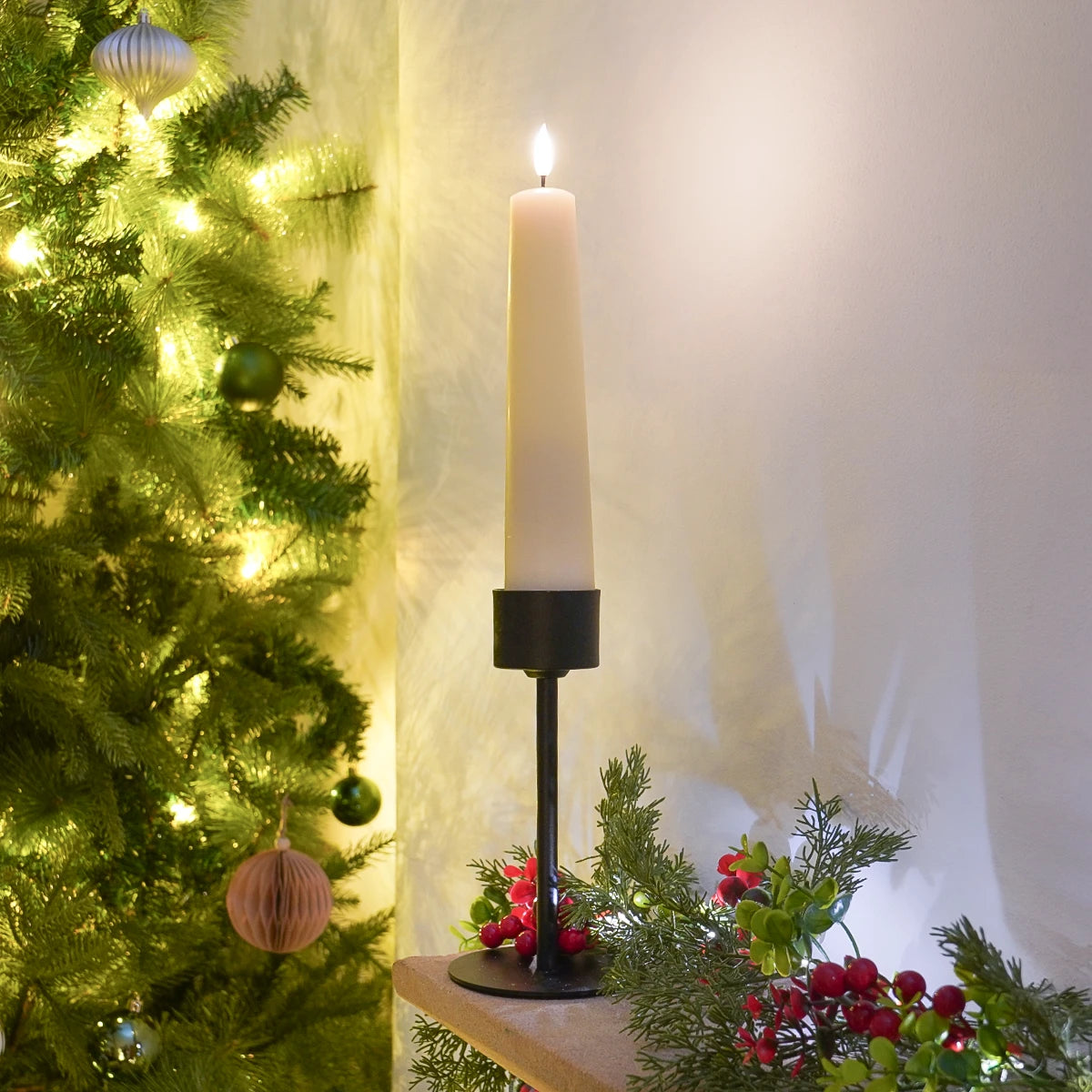 Ember™ Taper Ivory Candle and Holder