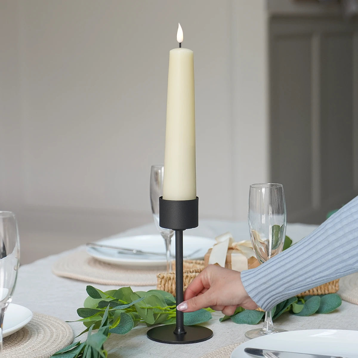 Black Metal Candle Holder for Ember™ Taper Candle 20.5cm