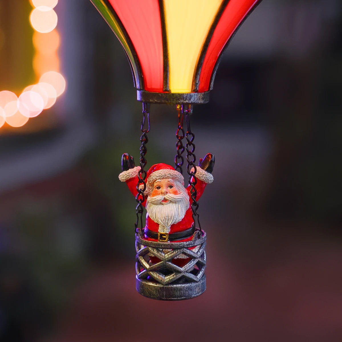 Santa Hot Air Balloon Outdoor Hanging Christmas Light Battery Operated
