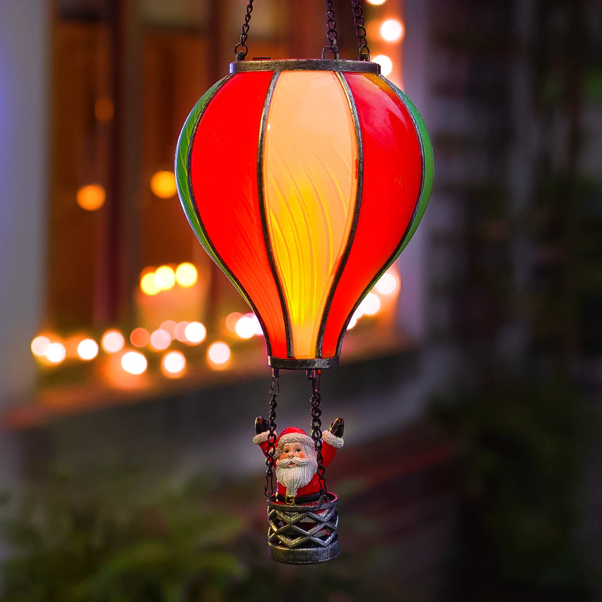 Santa Hot Air Balloon Outdoor Hanging Christmas Light Battery Operated
