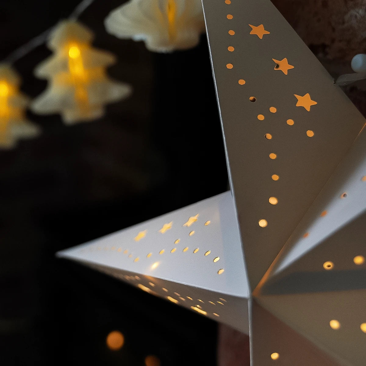Paper North Star Light Hanging Christmas Window Light Battery Operated