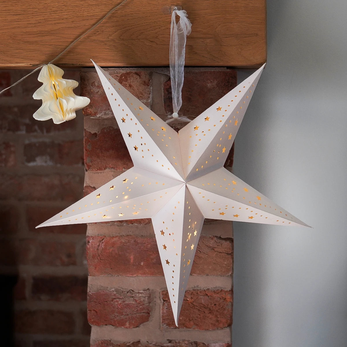 Paper North Star Light Hanging Christmas Window Light Battery Operated