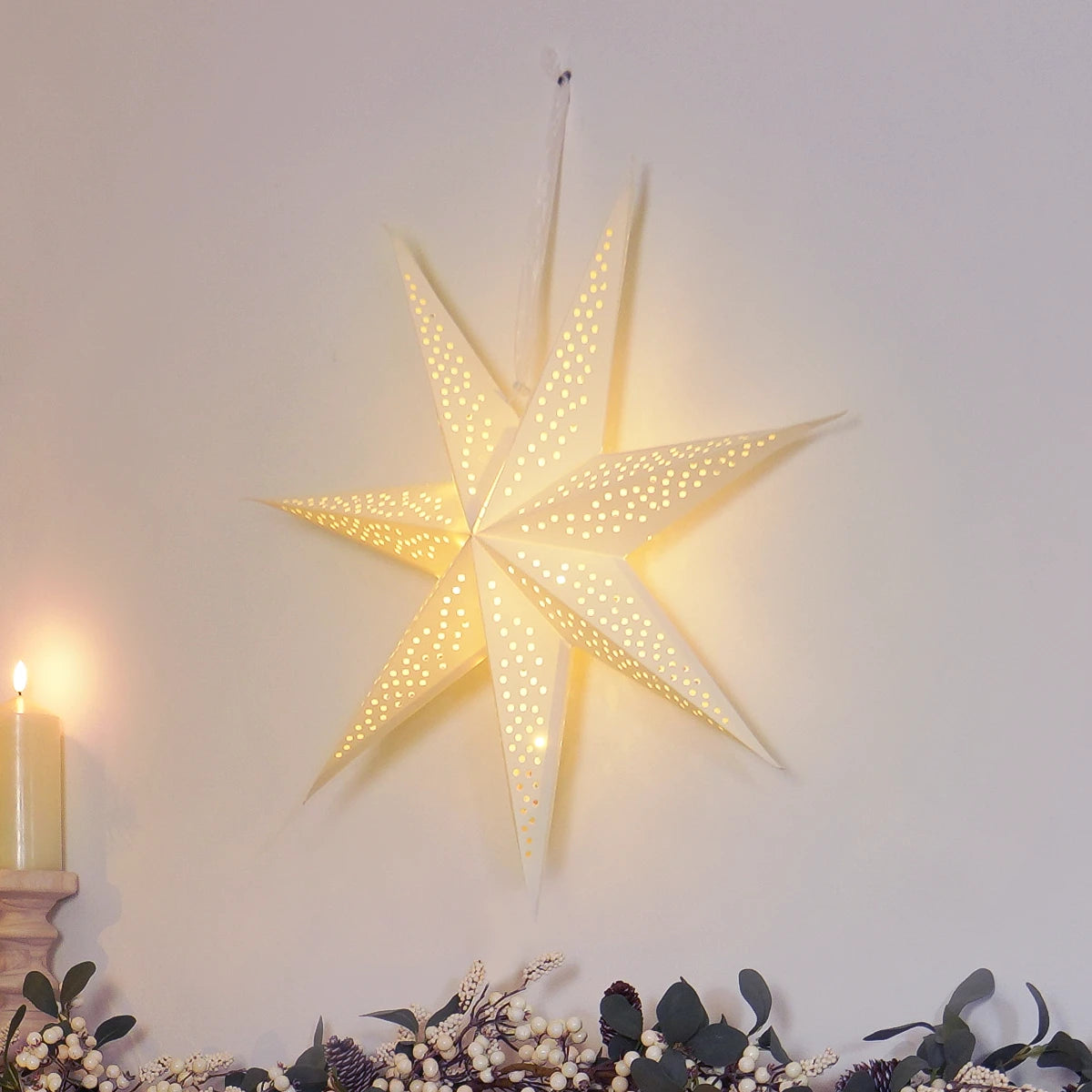 Paper North Star Light Hanging Christmas Window Light Battery Operated