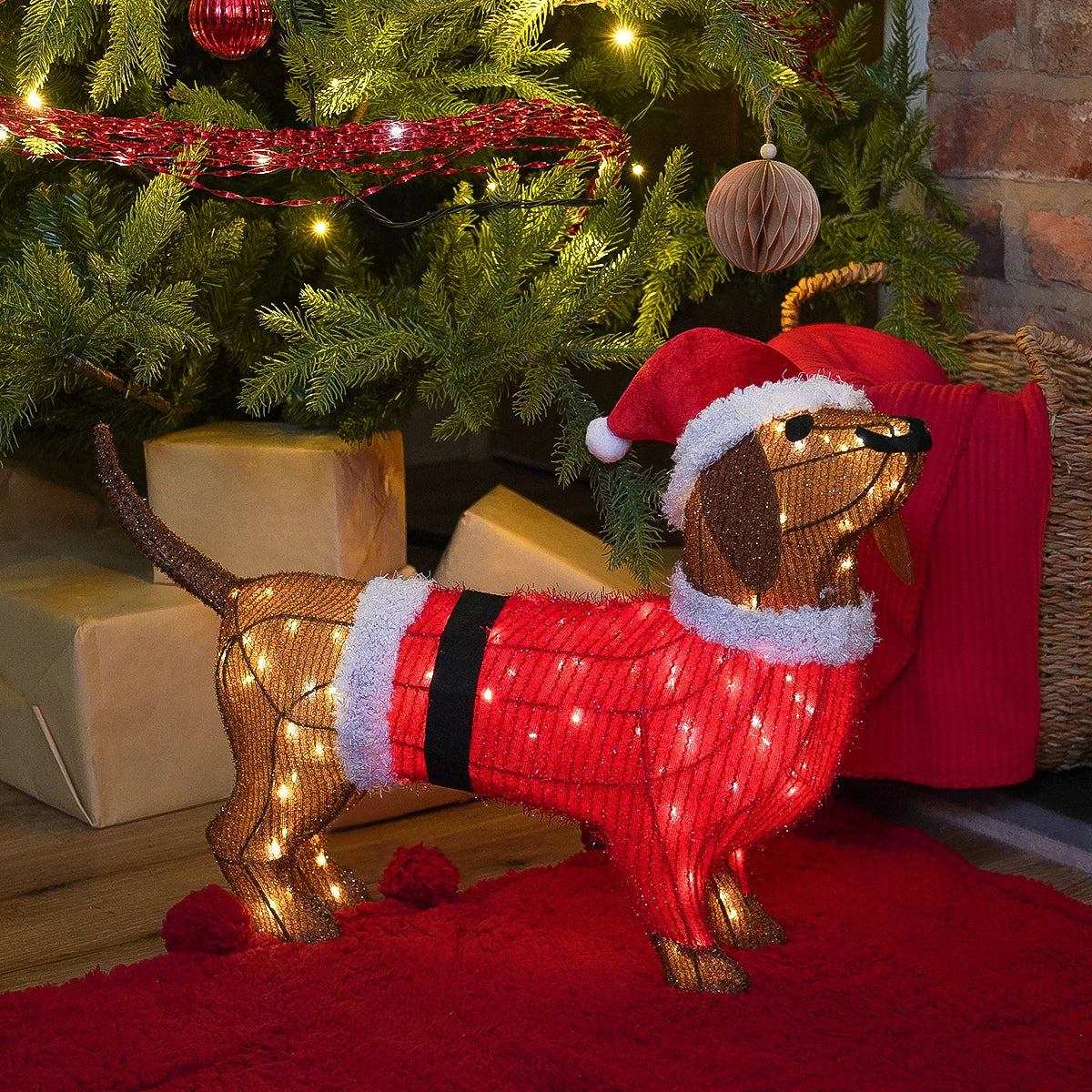 50cm Dachshund Outdoor Christmas Figure Battery Operated