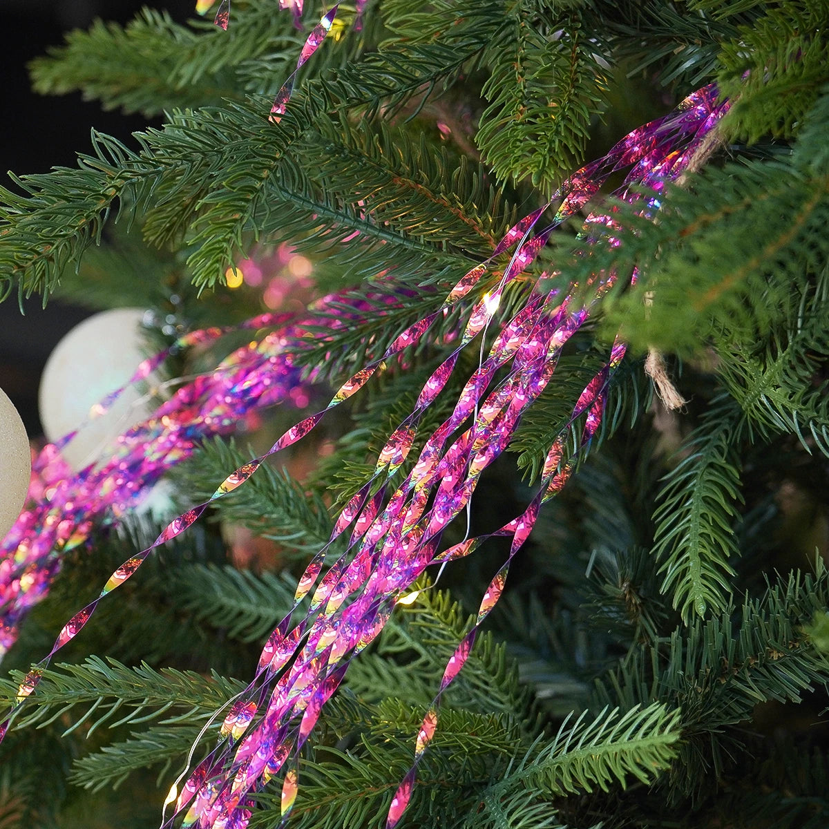 Light up Christmas Tinsel Tree Decoration Battery Operated