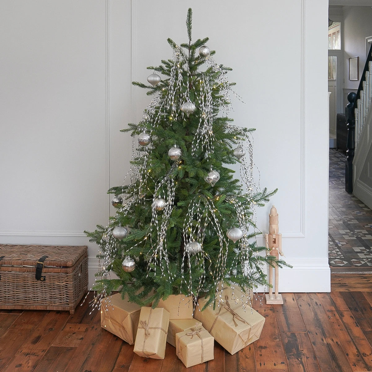 Light up Christmas Tinsel Tree Decoration Battery Operated