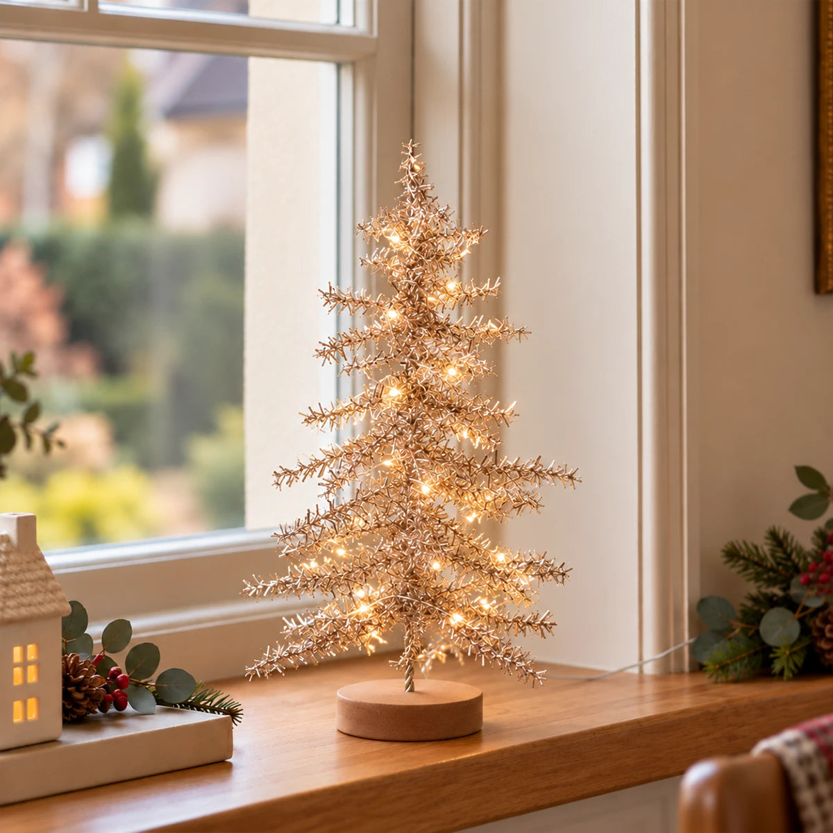 Tinsel LED Mini Christmas Tree Battery Operated