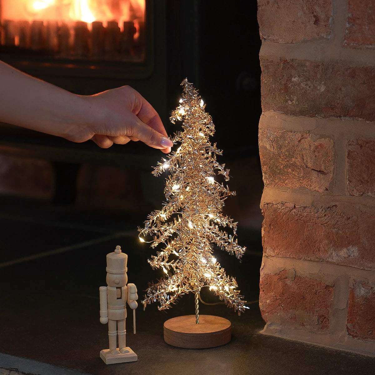 Tinsel LED Mini Christmas Tree Battery Operated