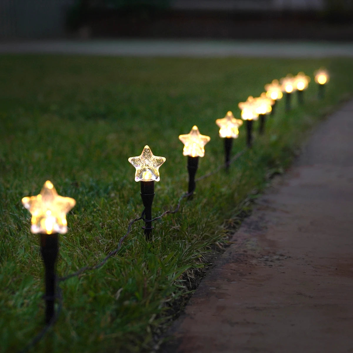 10 Star Stake Lights Battery Operated Christmas Garden Lights Warm White LEDs