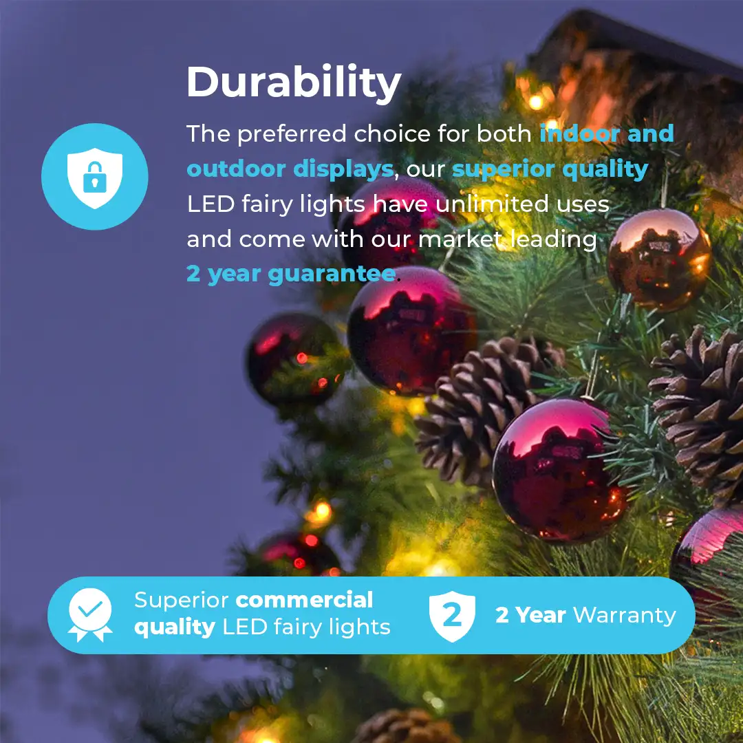 Outdoor ConnectGo® Christmas Garland with Baubles & Pinecones, Warm White LEDs