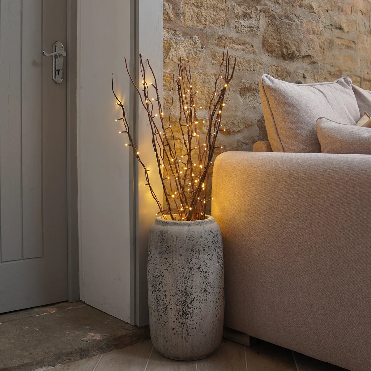 7 Decorative Willow Twig Lights, 50 Warm White LEDs