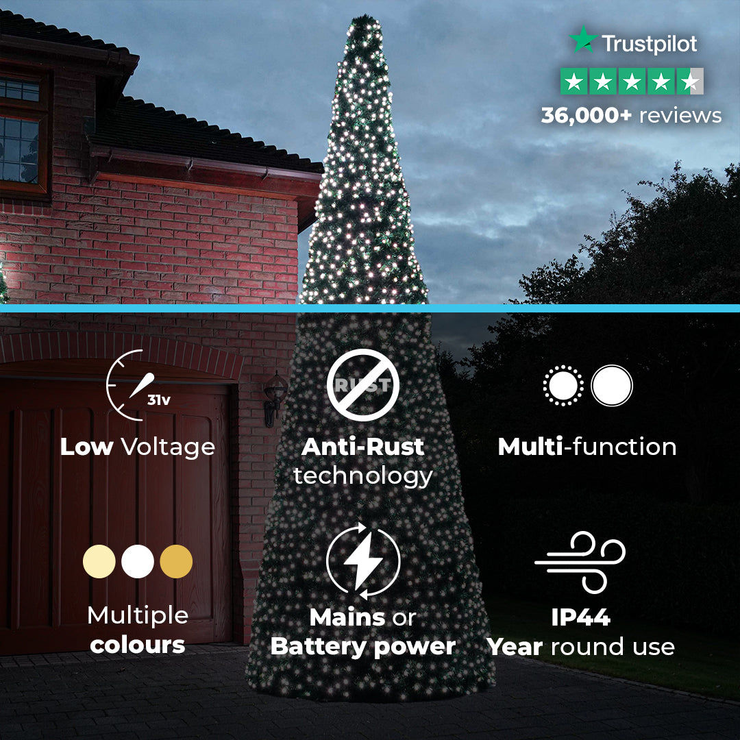 ConnectGo® 4m Pre Lit Commercial Cone Outdoor Christmas Tree