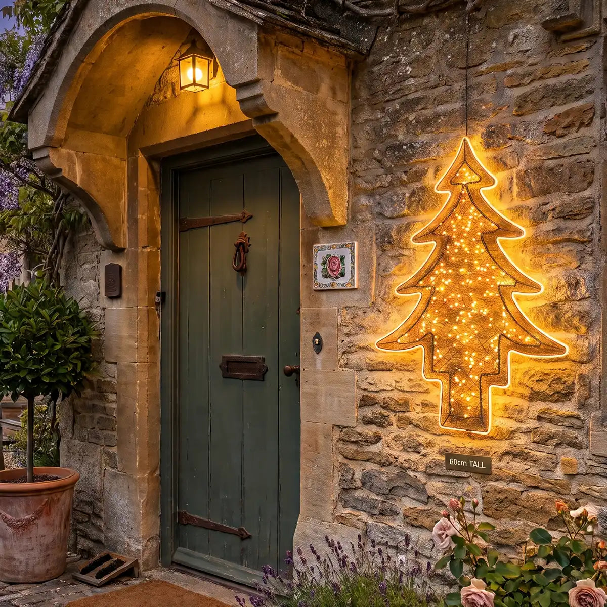60cm Outdoor Christmas Tree Silhouette Warm White Neon Flex