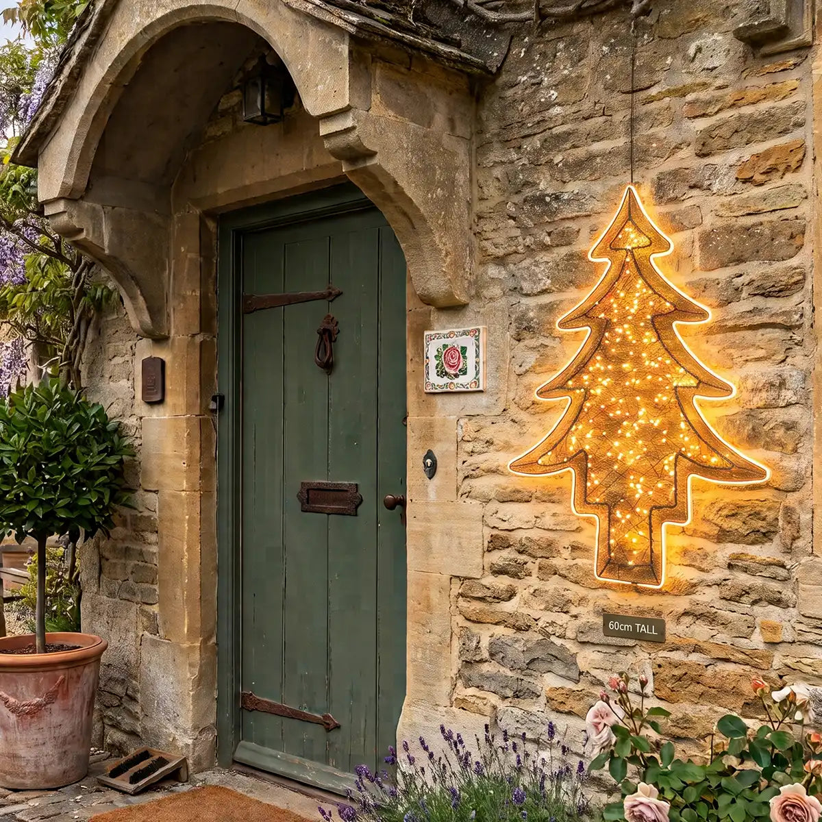 60cm Outdoor Christmas Tree Silhouette Warm White Neon Flex
