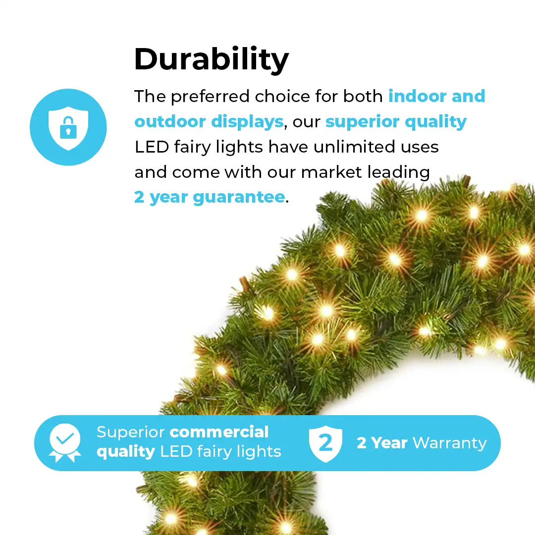 ConnectGo® 75cm Pre Lit Connectable Christmas Wreath Colorado Spruce