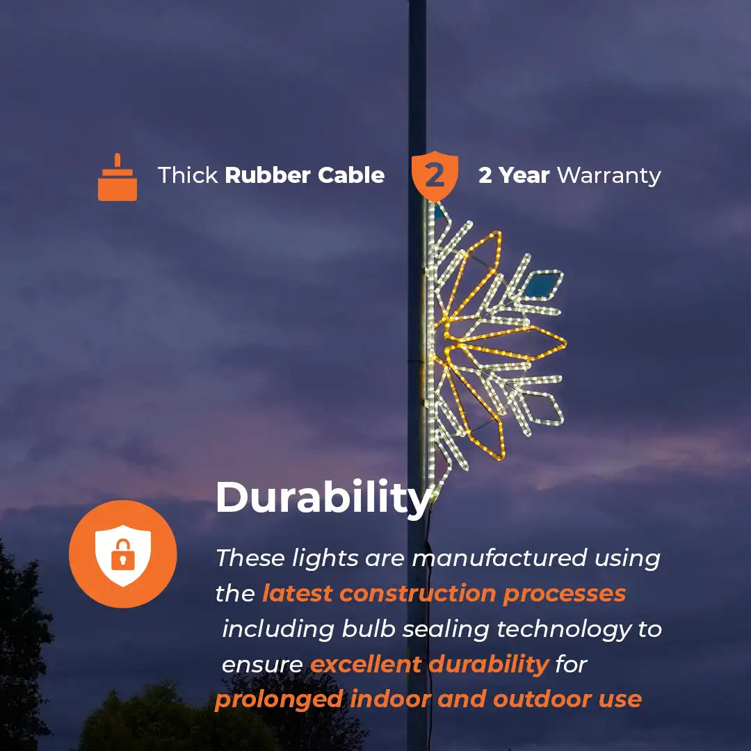 ConnectPro® 1.2m Snowflake Outdoor Lamp Post Motif Commercial Christmas Light