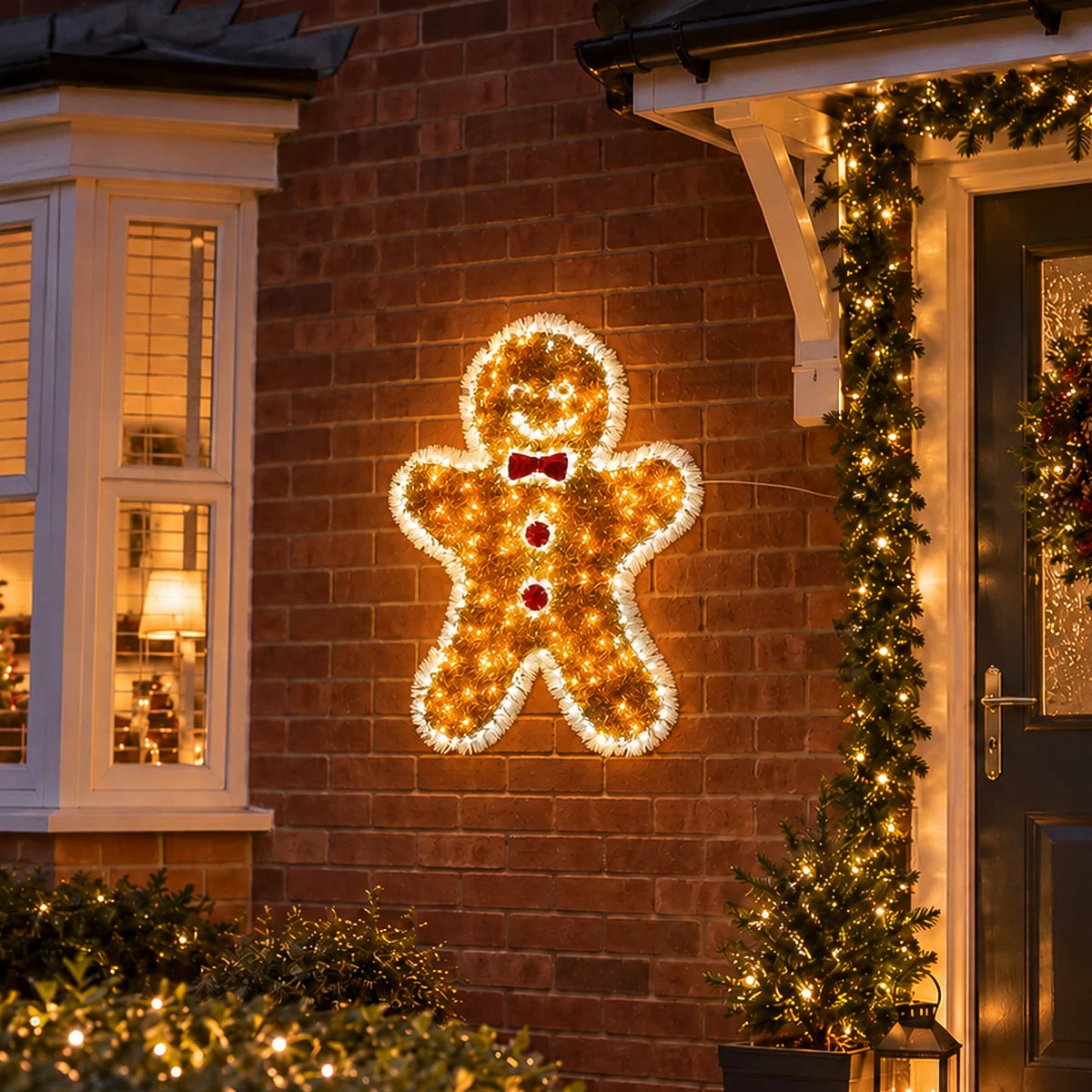 79cm Tinsel Gingerbread Man Outdoor Christmas Silhouette Light
