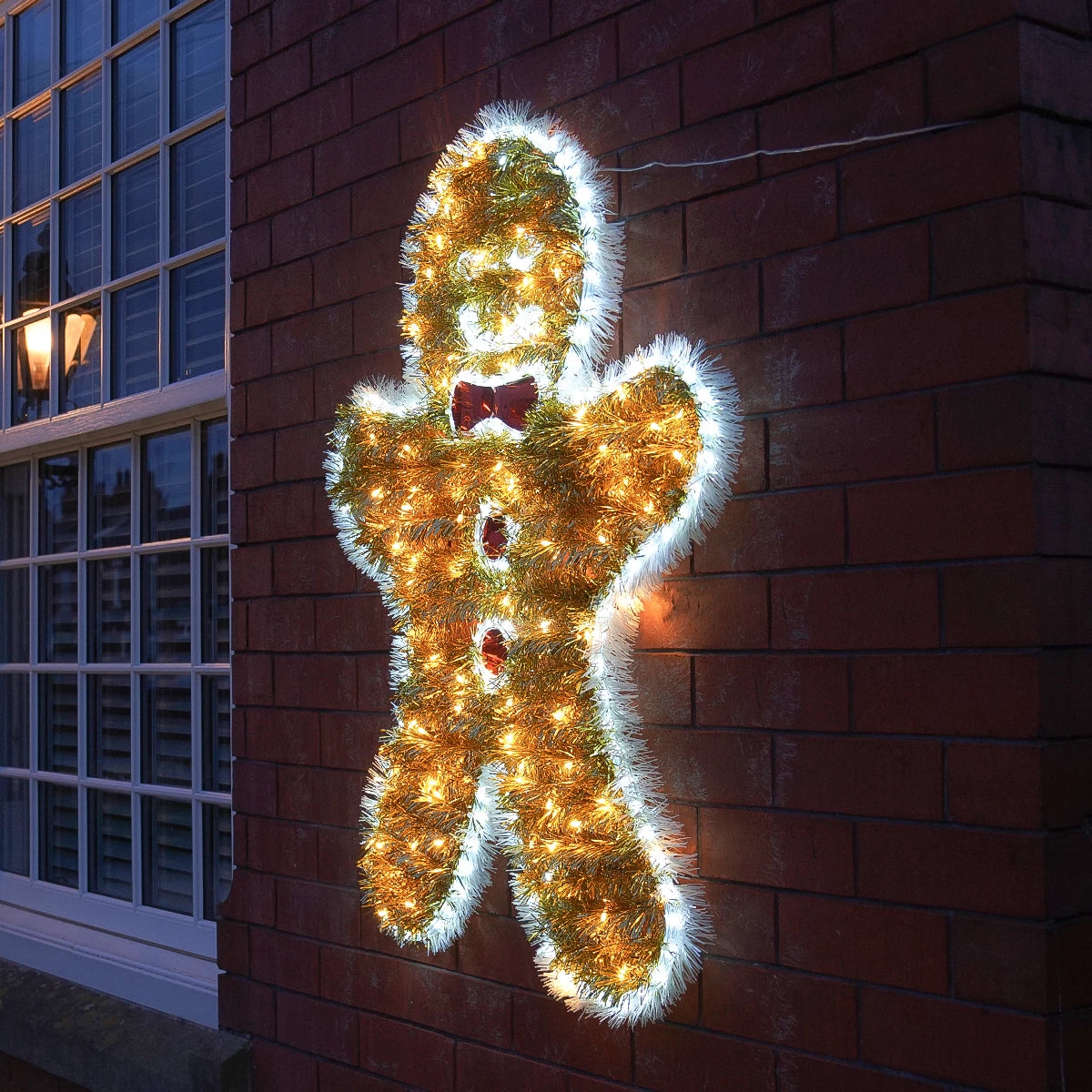 79cm Tinsel Gingerbread Man Outdoor Christmas Silhouette Light