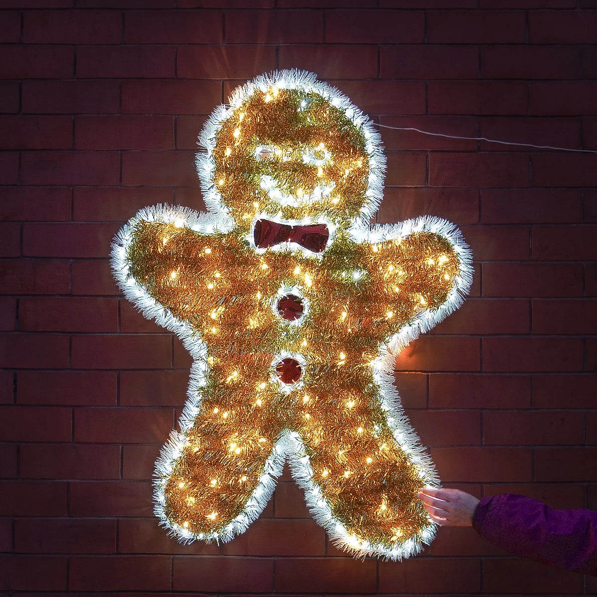 79cm Tinsel Gingerbread Man Outdoor Christmas Silhouette Light