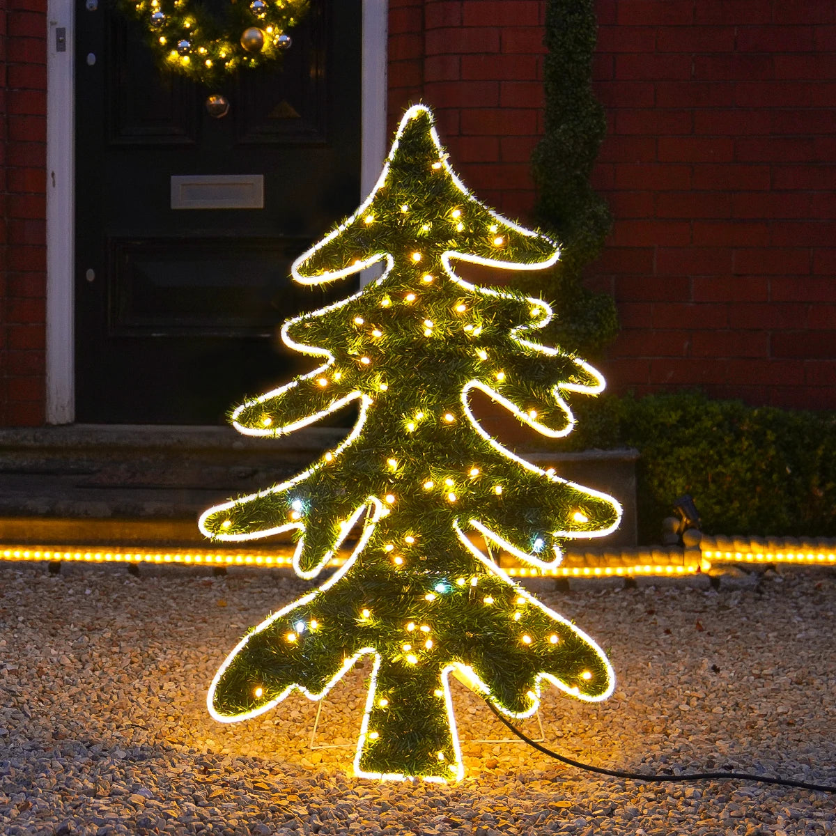 1m Tinsel Tree Outdoor Christmas Silhouette Light