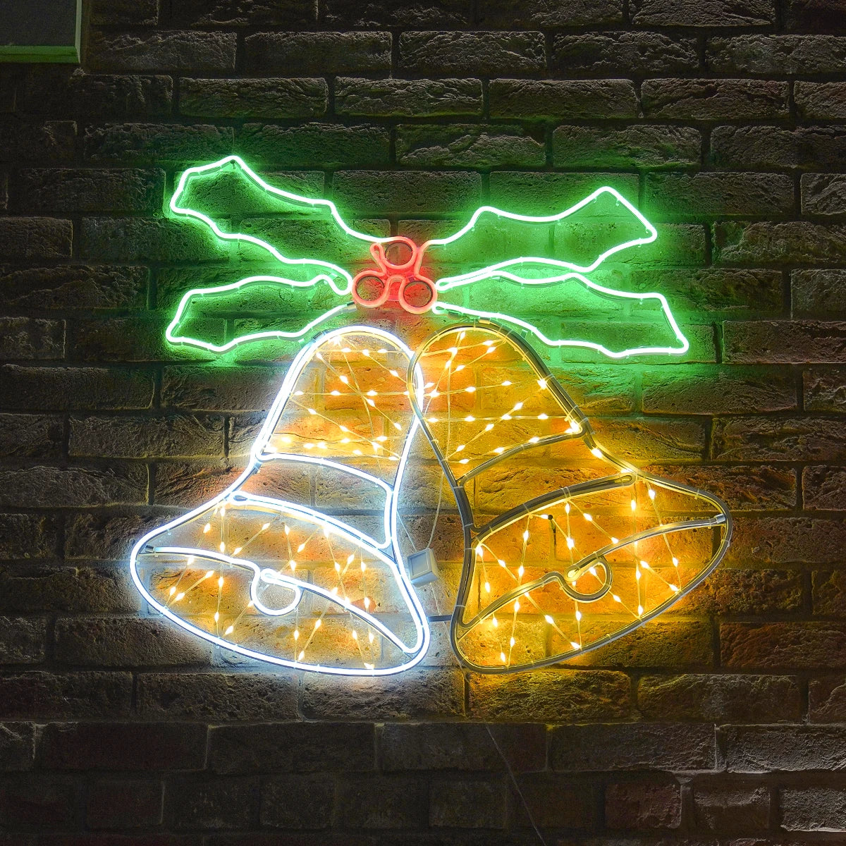 76cm Outdoor Neon Bells Silhouette