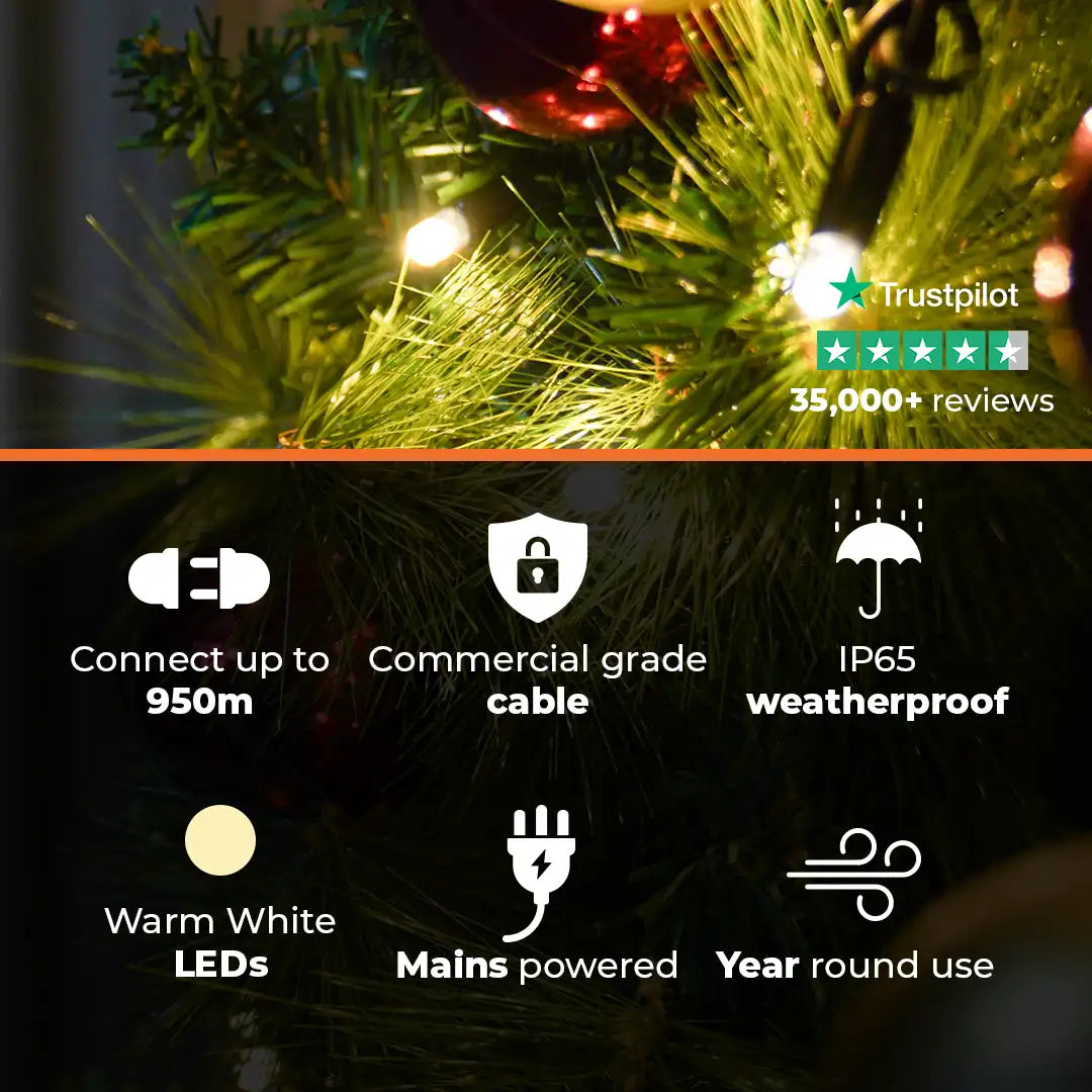 ConnectPro® 60cm Pre Lit Outdoor Christmas Wreath with Gold & Red Baubles