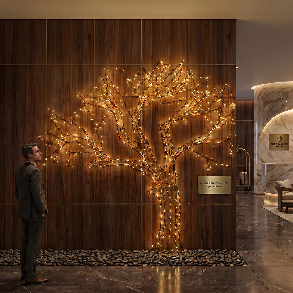 2.4m Warm White Outdoor LED Tree Freestanding or Wall Mounted