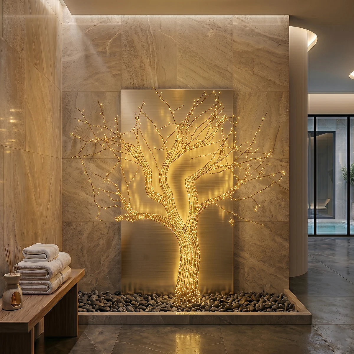 2.4m Warm White Outdoor LED Tree Freestanding or Wall Mounted