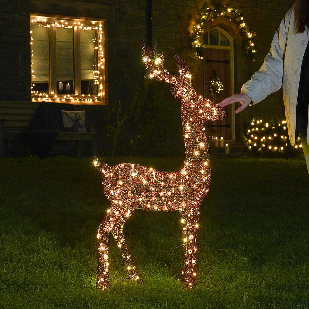 1.2m Outdoor Light Up Reindeer Stag Christmas Figure Brown Acrylic